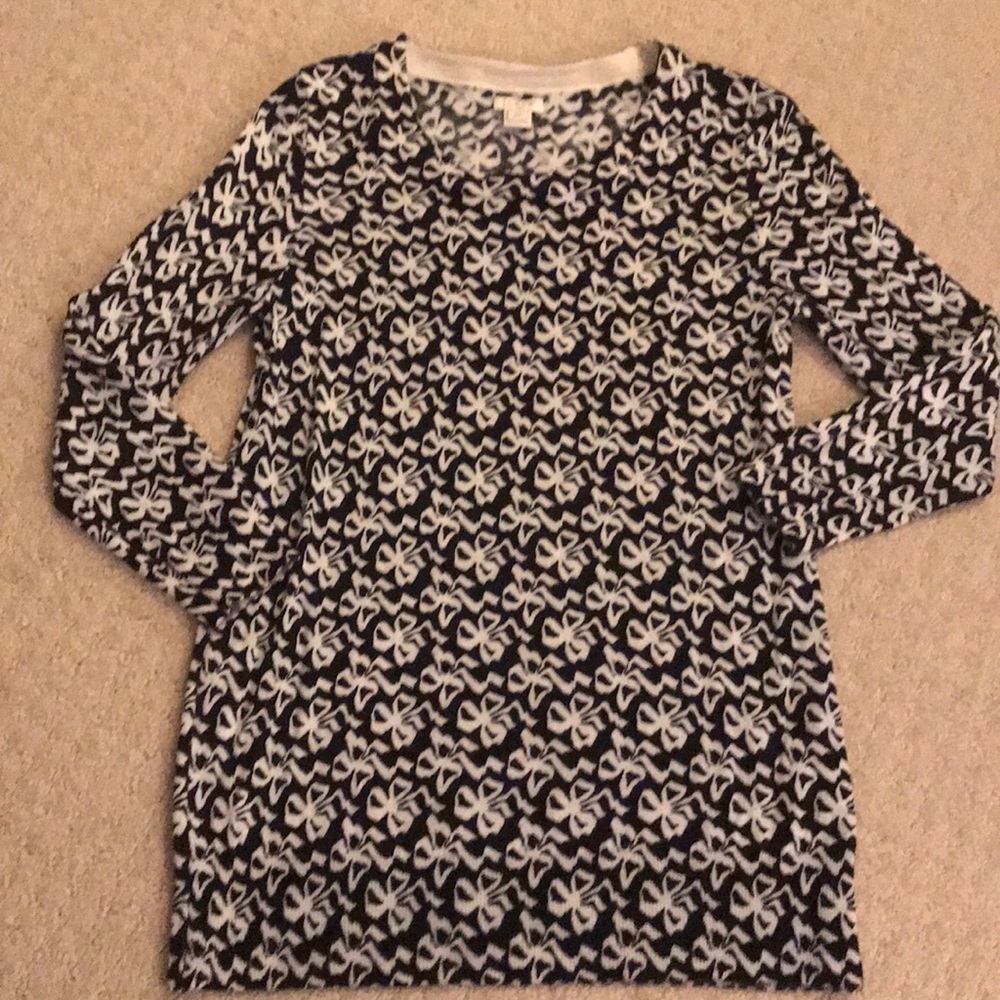 J Crew Navy Bow Crewneck Sweater Size XS